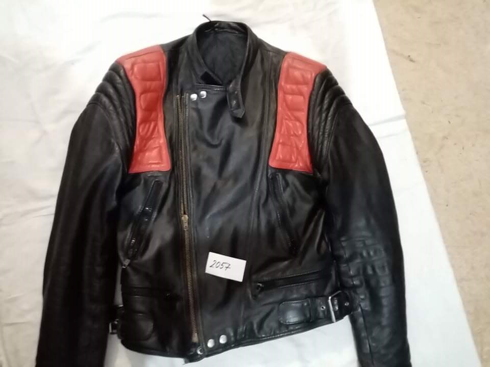 Moto kožená bunda MARK ASTOR, čierno - červenej farby, č.2057