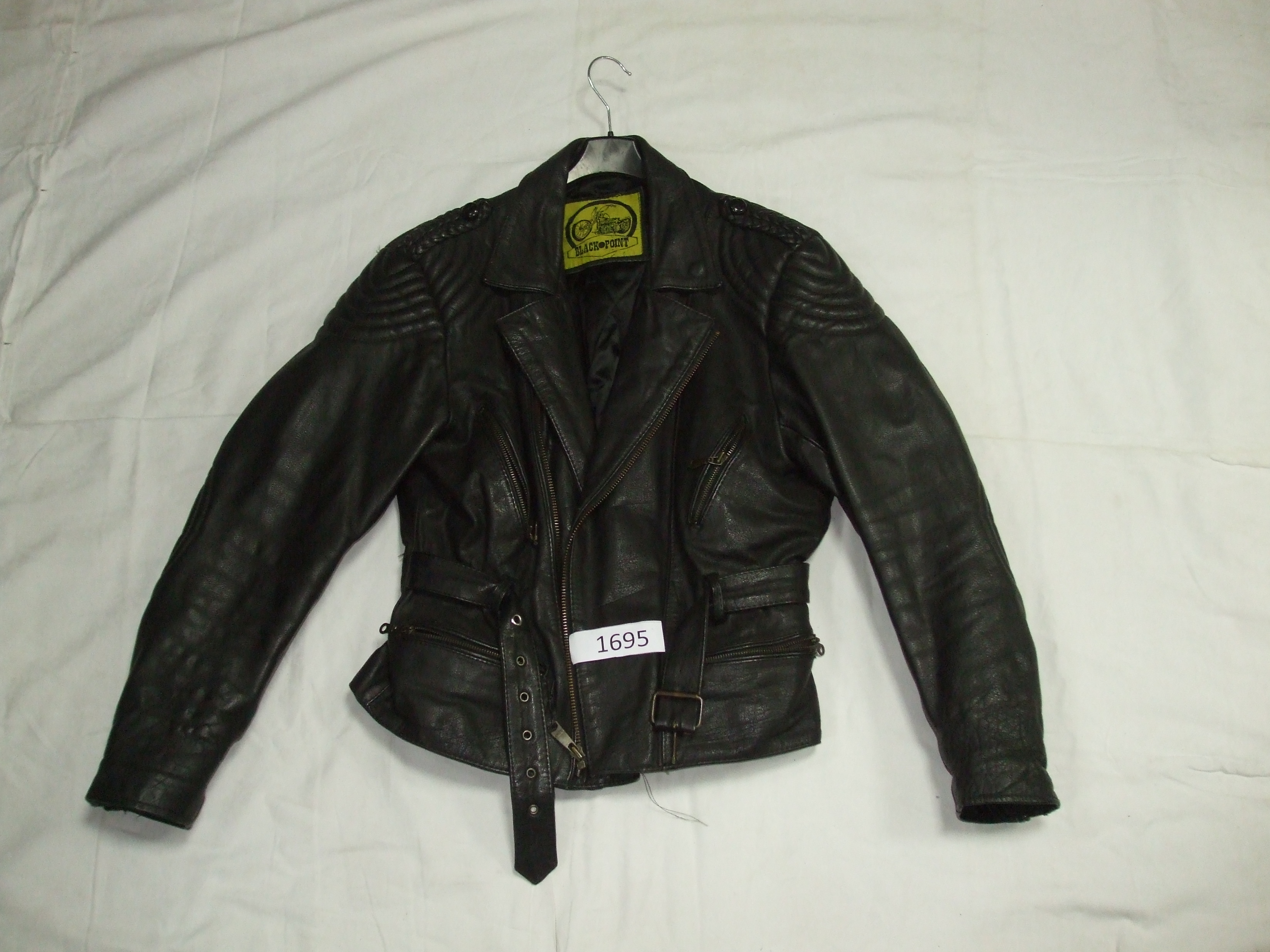Moto kožená čierna bunda BLACK POINT, veľ.XS, č.1695